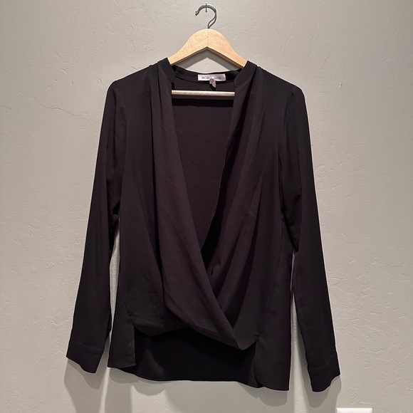 BCBGeneration Tops - BCBGeneration Women's Black Long Sleeve Surplice Top Size Medium Blouse Party